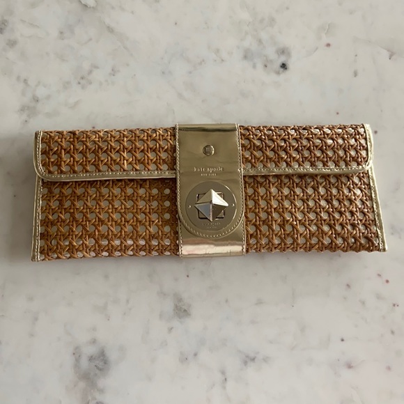 kate spade Handbags - Kate Spade Rattan Gold Clutch